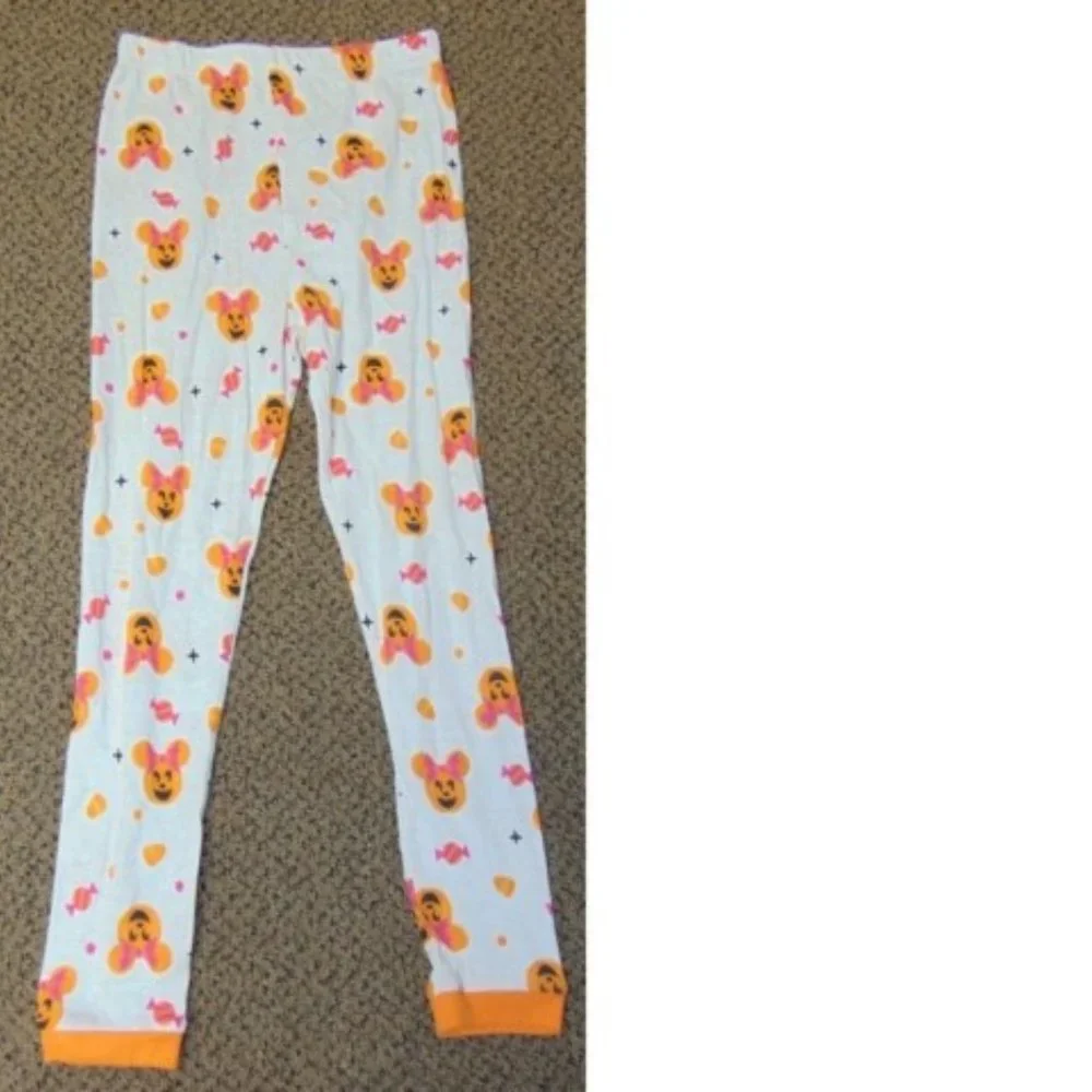 Minnie Mouse Halloween Pajamas 8 Orange White 2 Pc Shirt & Pants Girls Disney